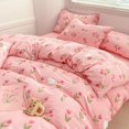 thumbnail image 3 of Juego de 4 fundas de edredón sin relleno, estilo coreano, tamaño Queen, para niñas y niños, juego de sábanas planas, fundas de almohada y colcha, 3 of 5