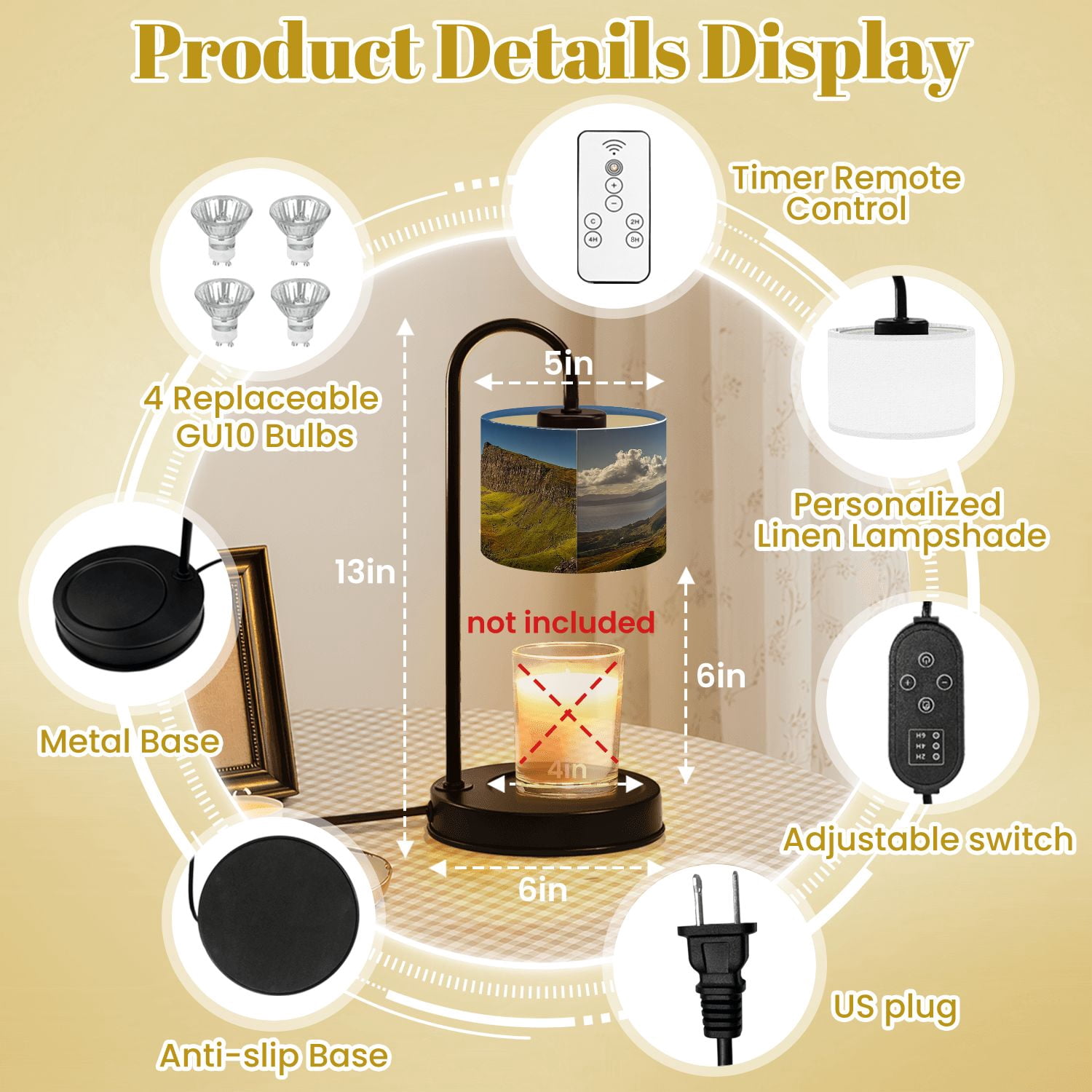 Candle Warmer Lamp with Timer Dimmer View Old Man Isle Skye Highlands Landscape Candle Lamp Warmer for Jar Candle with 4 Bulbs Gifts for Women House Warming Gifts