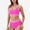 Fuchsia, variant on Women's Sporty High Waist Bikini Set with Contrast Trim and Scoop Neck Crop Top - Small, Light Blue