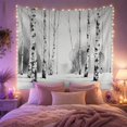 thumbnail image 2 of Birch Forest in Winter Snow with Misty Atmosphere, Serene Watercolor for Nature Lovers, Monochromatic Woodland Art, Housewarming Gift, Tapestry Wall Hanging for Bedroom and Living Room, 2 of 7