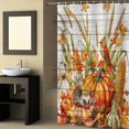 thumbnail image 2 of Fabric Shower Curtain Fall Thanksgiving Pumpkin Wheat Hedgehog Robin Wood Grain Shower Curtains with 12 Hooks Waterproof Machine Washable Bath Curtains for Bathroom, 36 x 78in, 2 of 6