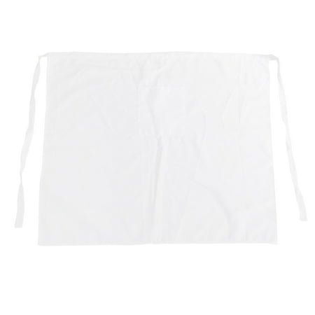 

Cotton Aprons Household Kitchen Sleeveless Half Aprons Pocket Cooking Baking Apron (White)