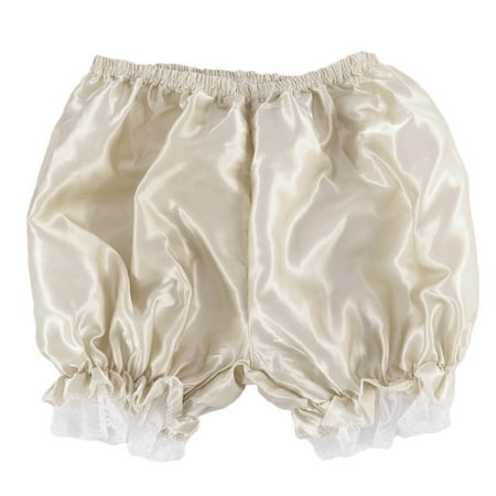 RABBITH Women Imitation Silk Bloomers Ruffles Lace Trim Panties Victorian Pumpkin Shorts