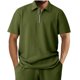 thumbnail image 2 of pstuiky Camisas de vestir de manga corta para hombre, Camiseta informal de verano para hombre, de color liso, con mangas cortas, cremallera y solapa camisetas de hombre xl, 2 of 7