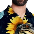thumbnail image 5 of Crocodile Starry Sky Sunflower Men's Short Sleeve Hawaiian Beach Poplin Shirt Casual Printed Button Down Summer Unisex Shirt, 5 of 6