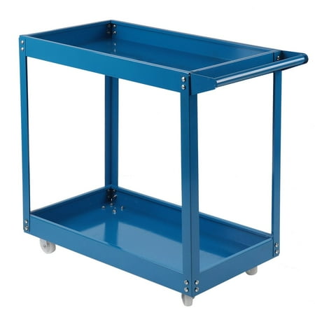 2 Tier Tray Garage Workshop Trolley Transport Tool Cart DIY Storage Shelves Wheel Cart Trolley Utility Cart Dolly