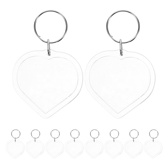 FRCOLOR 10 Pcs Creative Fashion Keychain DIY Ornaments Acrylic Heart-Shaped Hanging Photo Frame Keycharm Clear Keychains Photo Keychain Clear Key Holder
