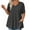 Gray, variant on Women's Plus Size Tops Cotton Short Sleeve V Neck T Shirts Solid Color Casual Blouses with Pockets Loose Fit Summer Tops