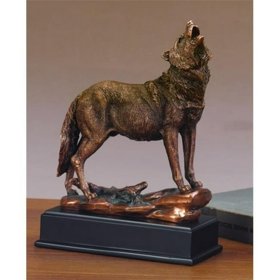 Marian Imports F53197 Wolf Bronze Plated Resin Sculpture