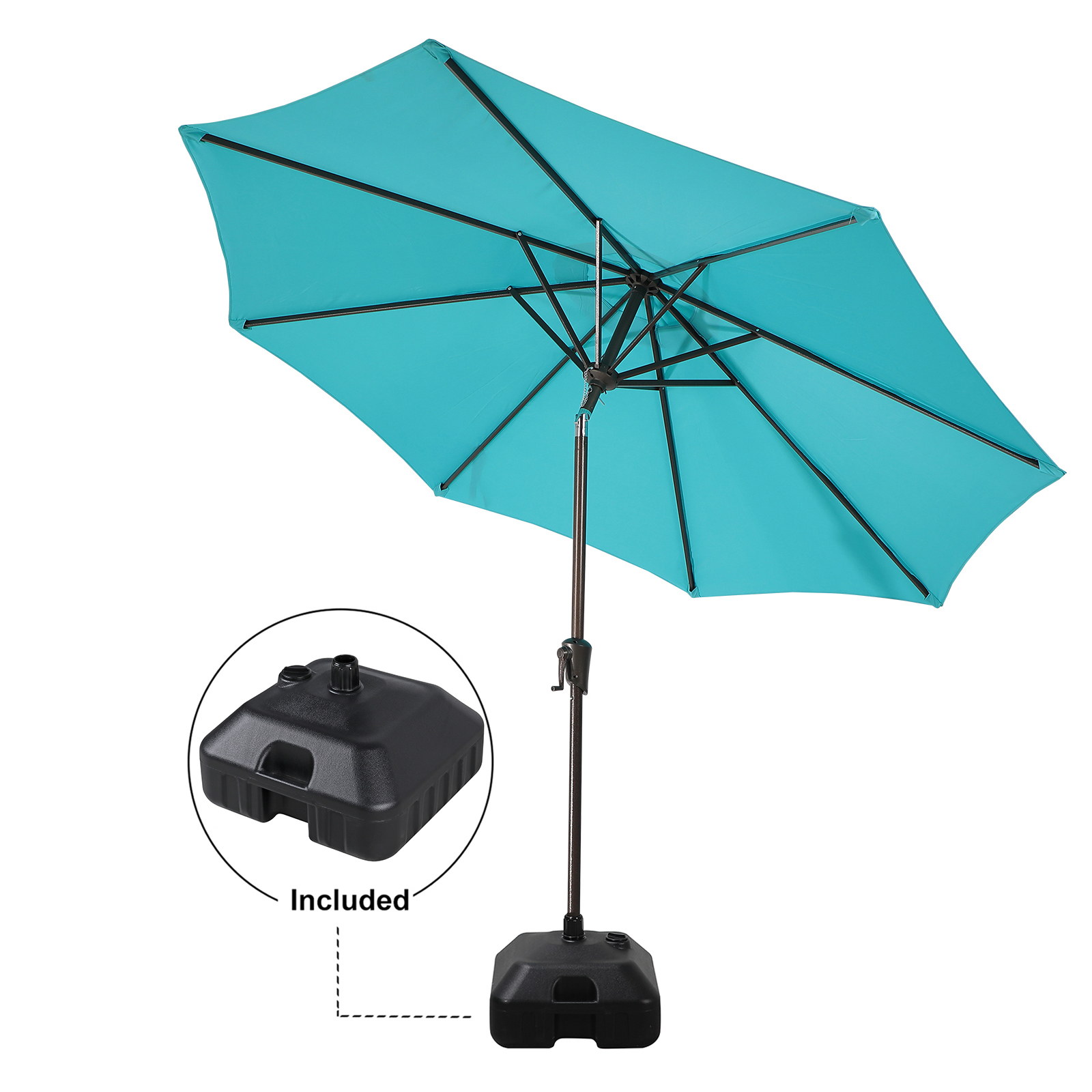 Patio Umbrella with Patio Market Umbrella Base, 9Feet Outdoor Table