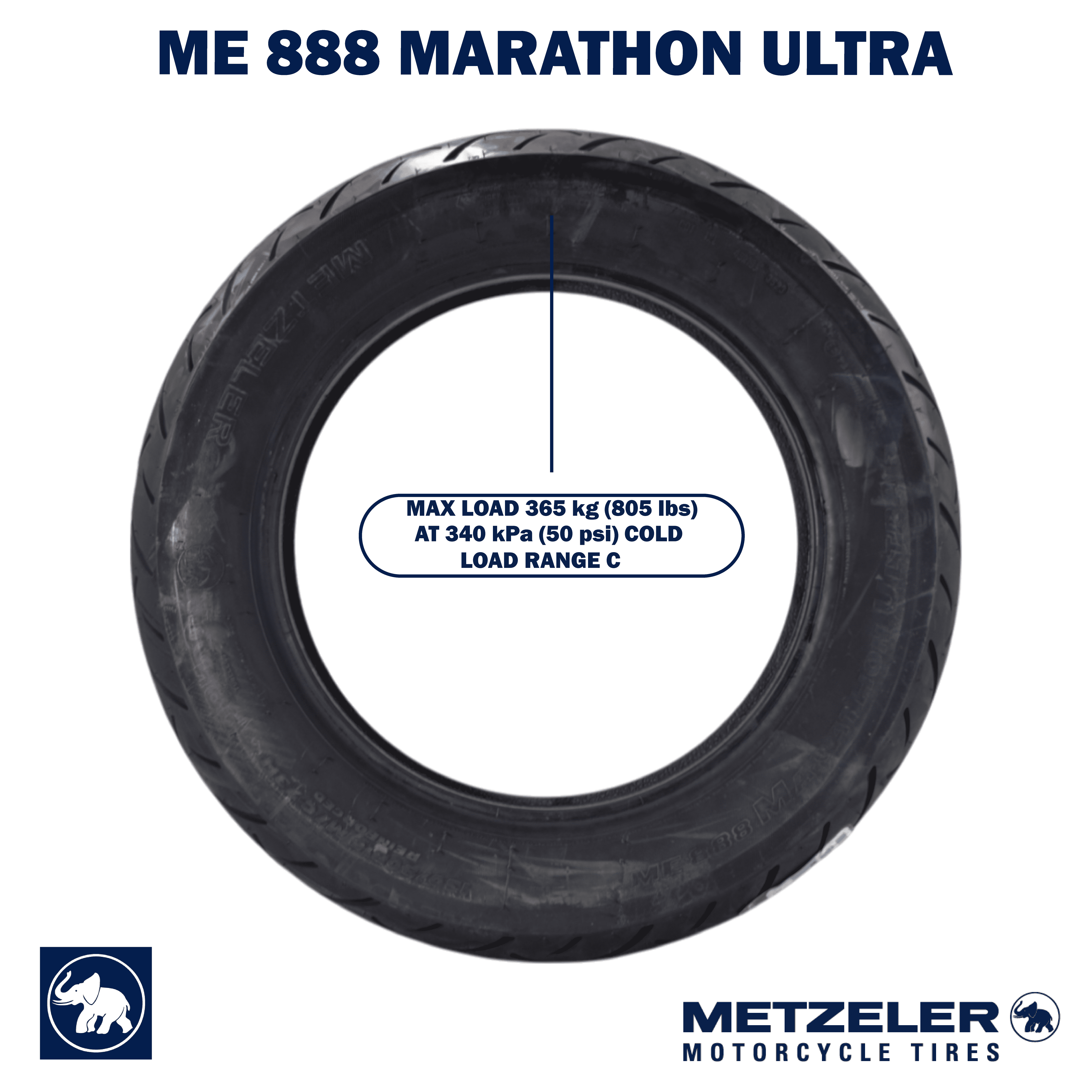 Metzeler ME 888 Marathon Ultra Front 100/90-18 56H Motorcycle Tire with Keychain