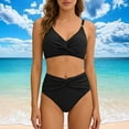 thumbnail image 7 of Brnmxoke Bikini Swimsuits Women High Waisted Push Up Twist Front Spaghetti Straps Ruched Two Piece Bathing Suit Black,XL, 7 of 7
