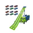 thumbnail image 3 of Juguete de camión Big Hauler, juguete de camión transportador de coche, deformación divertida con pista de carreras, juguete de camión plegable para verde, 3 of 8