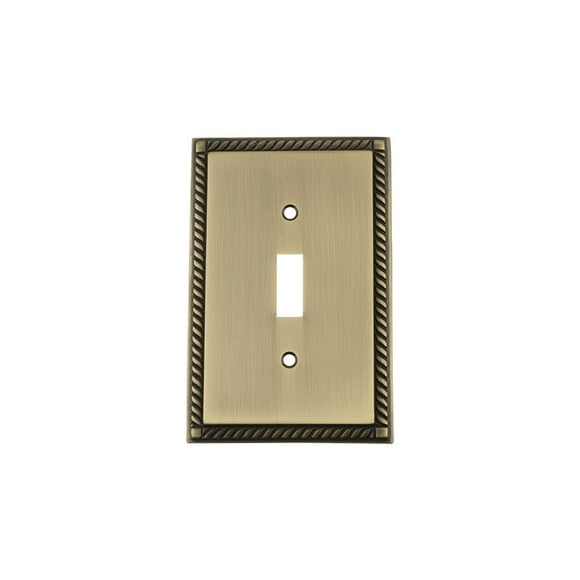Nostalgic Warehouse 719746 Rope Switch Plate with Single Toggle, Antique Brass