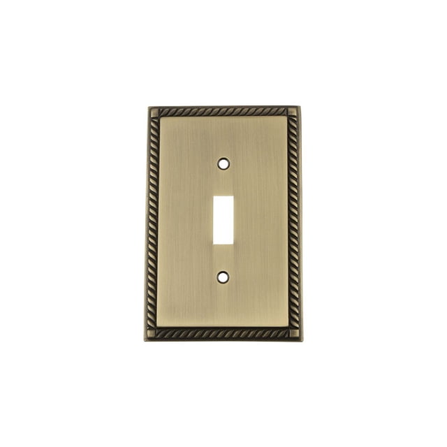 Nostalgic Warehouse 719746 Rope Switch Plate with Single Toggle, Antique Brass