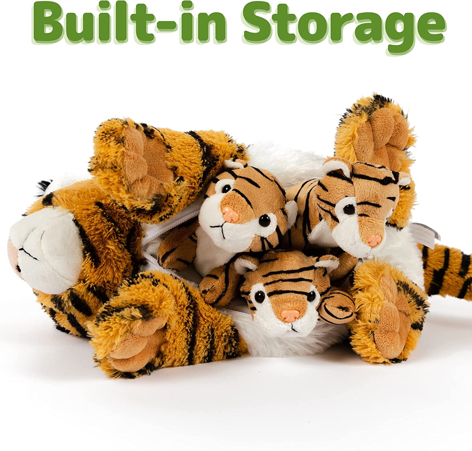 【3点セット】EngineeredGarments STUFFED ANIMAL Prextex Realistic Plush Tiger Playset with 3 Baby Tigers in
