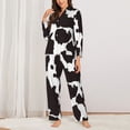 thumbnail image 2 of Vsdgher Cow Skin 2 Pajamas Set Long Sleeve Sleepwear Womens Button Down Nightwear Pj Sets-X-Large, 2 of 7