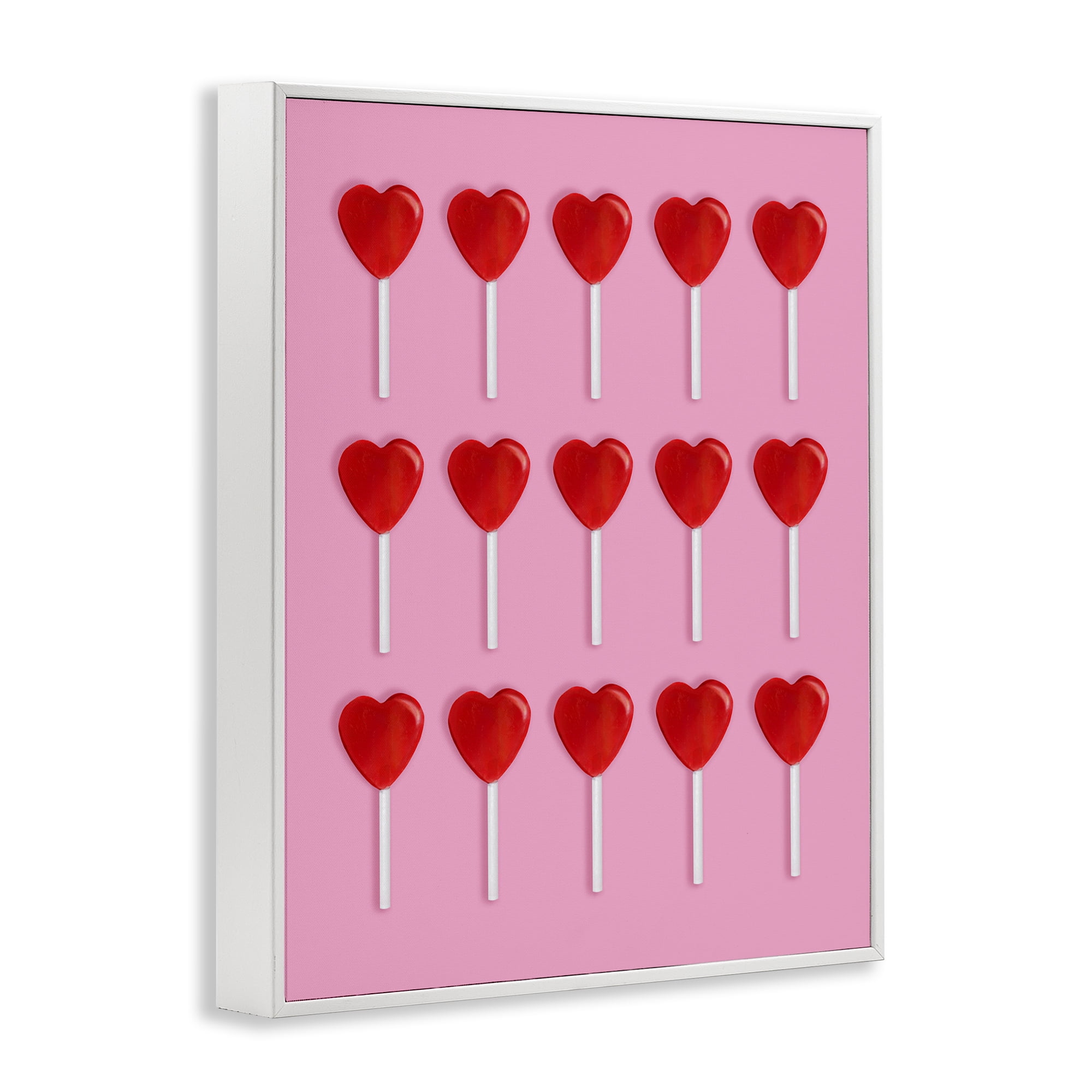 Stupell Industries Heart Lollipops Collection White Framed Giclee Art, design by LISH Creative
