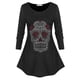 thumbnail image 1 of Tallas grandes Halloween Skull Studded camiseta Rosegal Mangas largas de talla grande, 1 of 5