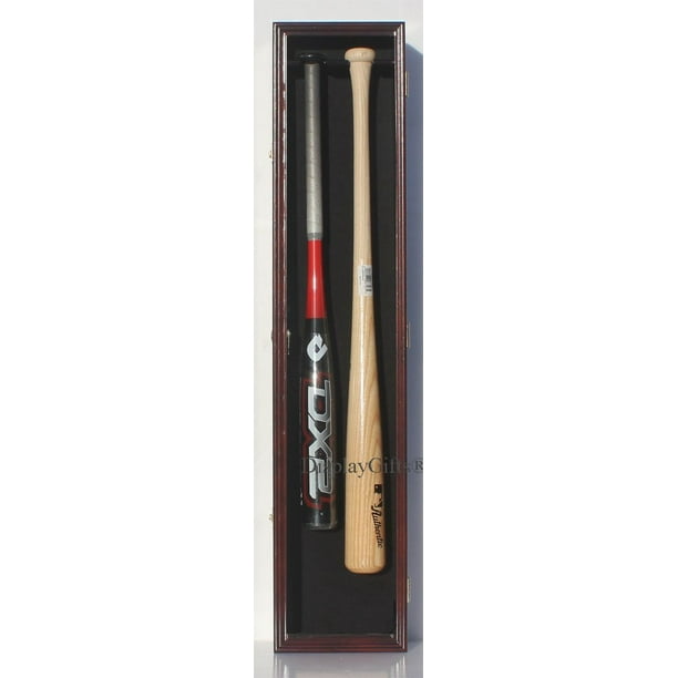 Baseball Bat Display Case Wall Mount Solid Wood, UV Protection