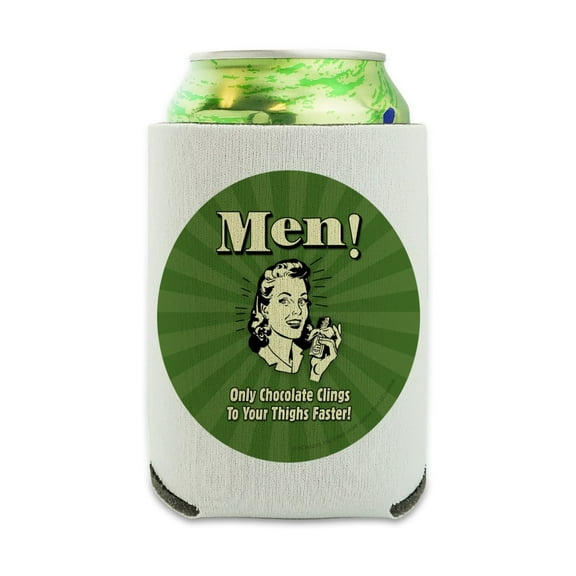 Men Only Chocolate Clings to Your Thighs Faster Funny Humor Can Cooler - Drink Sleeve Hugger Collapsible Insulator - Beverage Insulated Holder