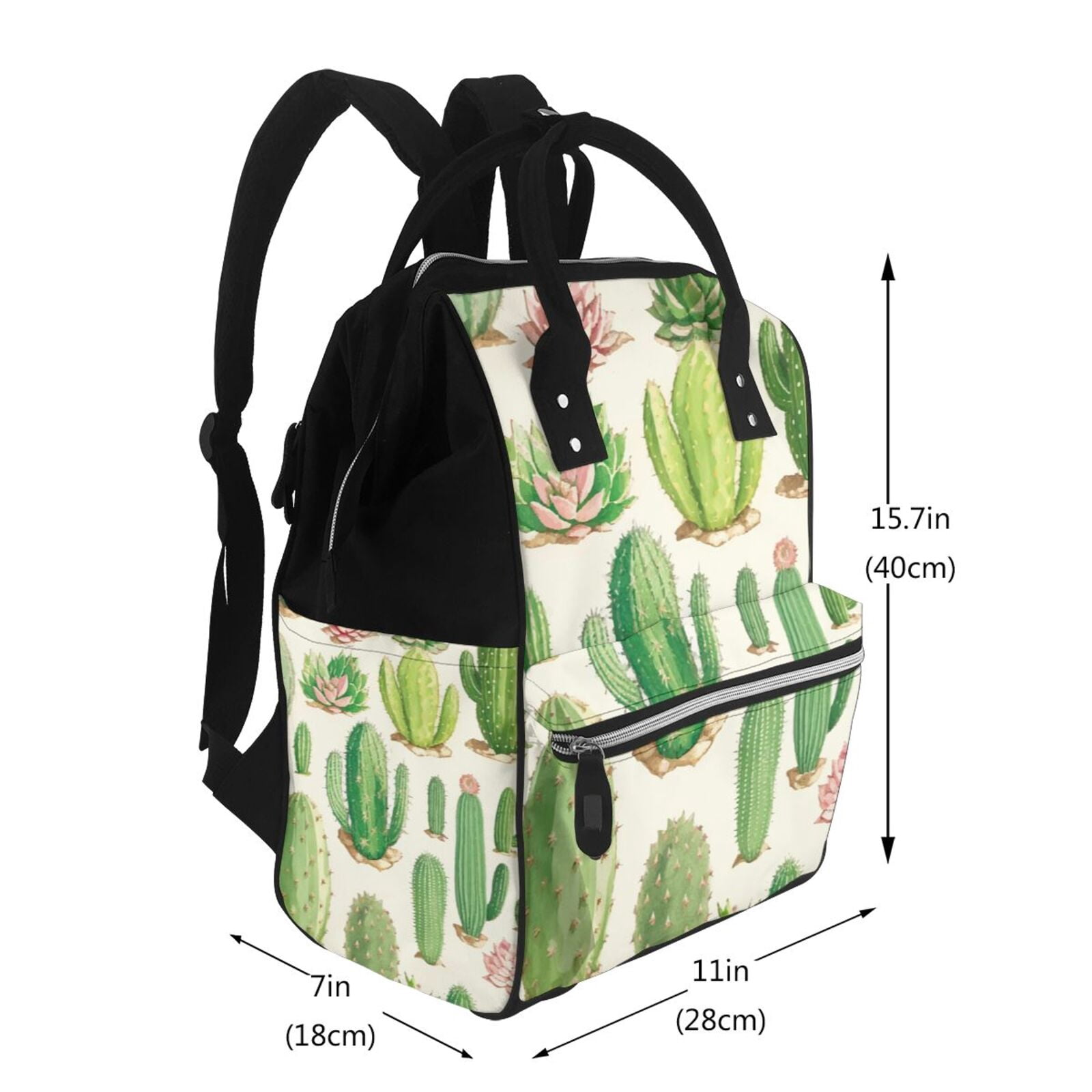 Fuzoiu Cactus And Succulent Print Diaper Bag Backpack,Baby Essentials Travel Tote,Multi function Waterproof Diaper Bag, Travel Essentials Baby Bag - Unisex