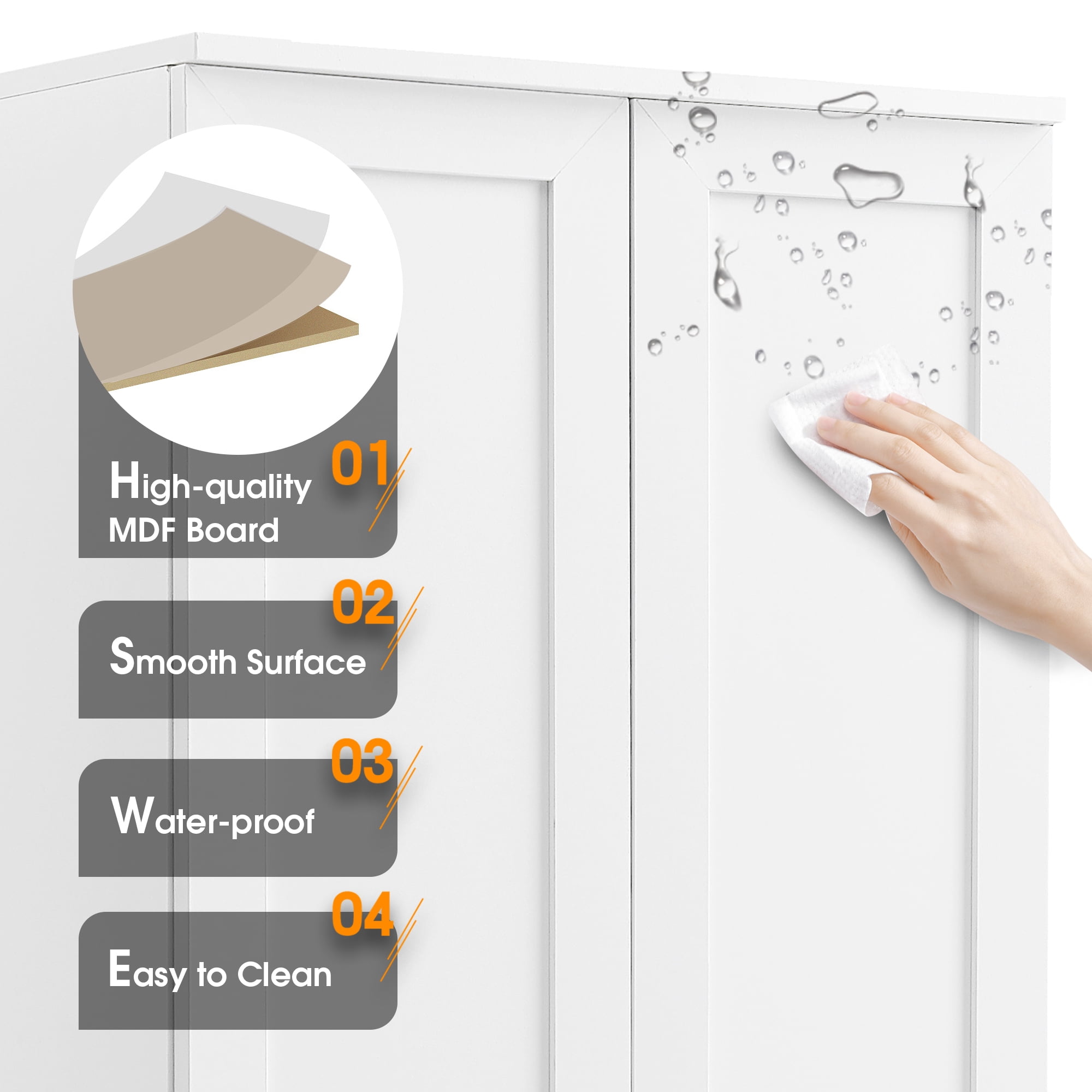 Alvantor 70" Storage Cabinet with Adjustable Shelf, Freestanding Wooden Bathroom Cabinet for Bathroom Living Room White