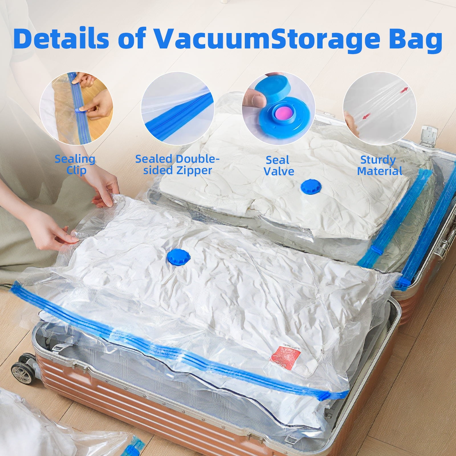 Torio Electric Vacuum Storage Bags, 16-Pack Space Saver Compression Bags for Clothes, Comforters & Jackets, Airtight Seal, Electric Pump Included