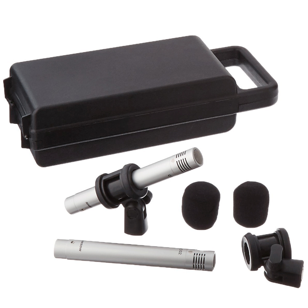 Samson C02 Pencil Condenser Microphones + Mic Stand + Mic Clip + Mic Cable  + Mic Attachment Bar - Top Value Accessory Bundle