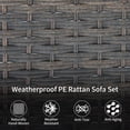 thumbnail image 5 of SHGJ&SOFT 3 Piece Patio Furniture Set, 2 Outdoor Swivel Rocking Chairs with Side Table, Thick Cushions Wicker Glider Chairs, All-Weather Brown Rattan Bistro Set for Porch, Deck, Pool (Blue), 5 of 13