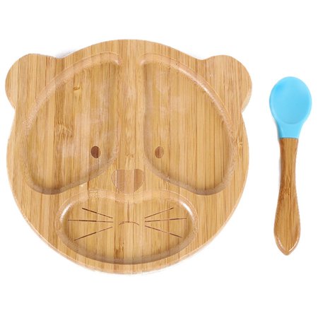 

Livesture Bamboo Bowl And Plate Bear Dinner Plate Silicone Spoon Set Tiger