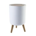 thumbnail image 2 of Modern Trash Can Round Press Cover Wood Grain Tall Standing Trash Basket Large Diameter Bathroom Toilet Trash Basket, 2 of 10