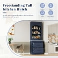 thumbnail image 6 of 83.7" High Kitchen Pantry Set of 2, Modern Freestanding Cabinet Hutch with Faux Marble Top, 5 Storage Drawers & Adjustable Shelves (Small Blue), 6 of 9
