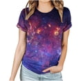 thumbnail image 3 of GUZYING Graphic Tees for Women Plus Size Tops for Women Fashion Women's Starry Print Casual Fashion Short Sleeve Tops Blouse(Light Purple,L), 3 of 6