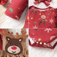 thumbnail image 4 of GYRATEDREAM Newborn Baby Girl Christmas Outfit Long Sleeve Romper Suspender Skirt Headband Set 3Pcs Fall Winter Outfits, 4 of 9