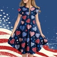 thumbnail image 2 of Odeerbi Niñas Día de La Independencia A-Línea Vestido Acampanado Verano Patriótico Estrella Raya Cuello Redondo Vestido Casual Con Bolsillos, 2 of 6