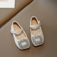 thumbnail image 5 of Zapatos de princesa para niñas con hebilla cuadrada y diamantes de imitación vintage, zapatos planos de piel de charol con punta cuadrada, zapatos de leche para niños de una sola capa, 5 of 6