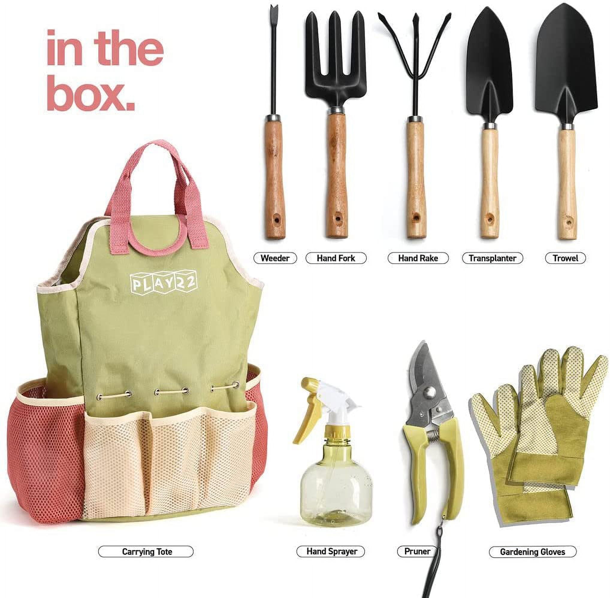 Play22 Garden Tool Set with Gloves Bag 10 Pieces