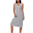 thumbnail image 1 of Vestido de Malla para Mujeres Sexy, Moda Raya Impresión Cuello en V Encaje sin Mangas Ventilación Delgado Ajuste para Ocasional Y Fiesta, 1 of 8