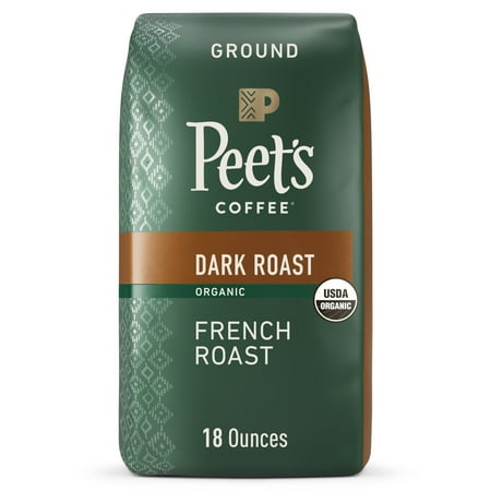 Peet s Coffee Organic French Roast Premium Dark Roast Ground Coffee  Arabica  18 oz