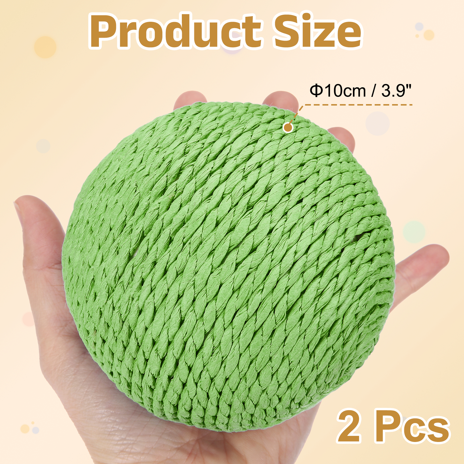 Uxcell Cat Toy Ball, Interactive Natural Cat Scratching Balls Sisal Cat Ball Toy ( Sisal, 2Pcs, 3.9Inch, Light Green ) for Kittens Pet Enrichment Training Play Indoor Exercise Fun