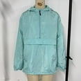 thumbnail image 3 of Womens Rain Jacket with Hood Pullover Packable Lightweight Windbreaker Waterproof Breathable Outdoor Jacket Light Blue XXL, 3 of 5
