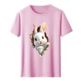 thumbnail image 4 of Tops de Cuello Alto para las Mujeres Amante Impreso Camiseta Cuello Redondo Manga Corta, Poliéster Spandex, 4 of 6
