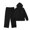 Black, variant on Women's Plus Size 2 Piece Hoodie & Pants Set, Ribbed Knit Fall Winter Loungewear,Beige,2XL