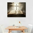 thumbnail image 2 of Nawypu Open Holy Bible with Wooden Cross Canvas Wall Art, Christian Decorations for Home, Mind Pray Picture Living Room Decor Bedroom Kitchen Decorative Painting, 2 of 6
