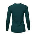 thumbnail image 3 of A2Y Women's Fitted Viscose Crew Neck Long Sleeve Metal Button Detail Sweater Teal L, 3 of 6