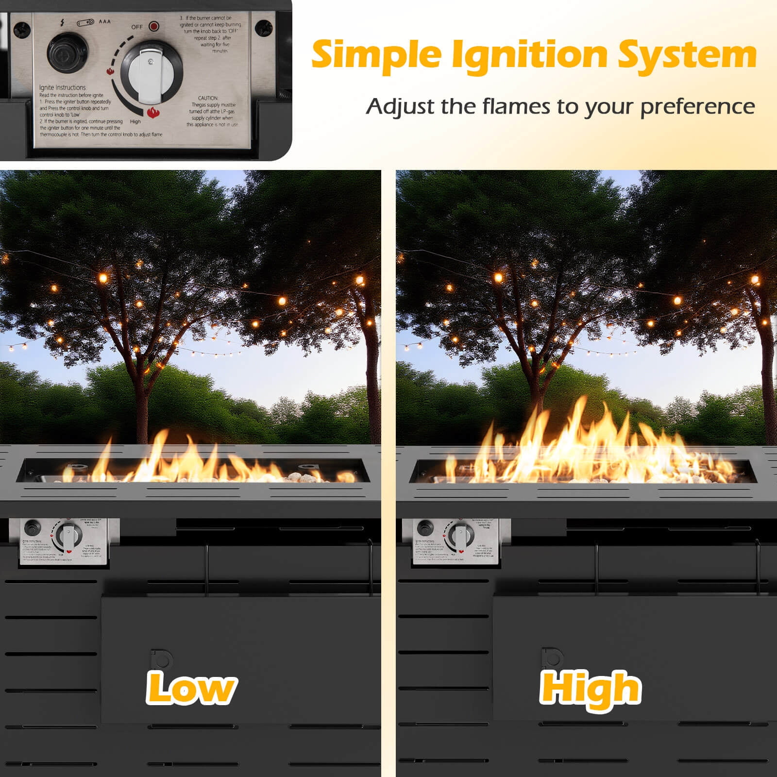 Costway 40-Inch Outdoor Propane Fire Pit with Lava Rocks Removable Lid & Protective Cover Black