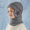 thumbnail image 2 of Jamicy Kids Scarves Hats for 4-10 Years Winter Beanie Scarf 2pc Sets Warm Knit Hat Fleece Lined Skull Cap Knitted Scarf Earflap Hat for Winter, 2 of 4