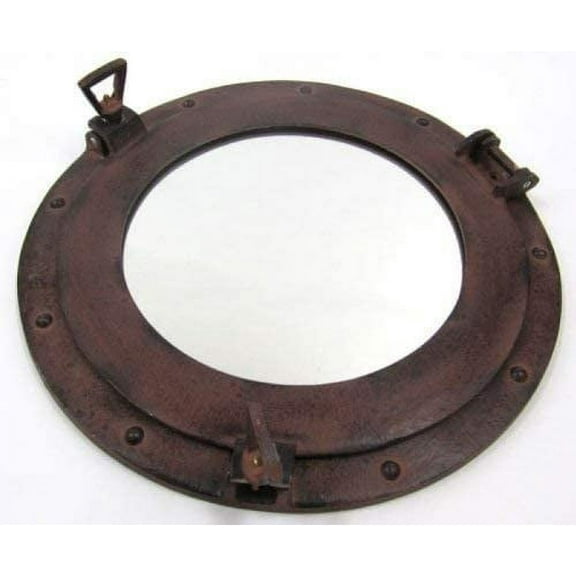 Rusted Ships Porthole Mirror Decoration 15" Nautical, Maritime Decor AL4861C