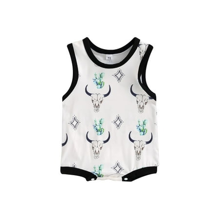 

Summer Baby Boys Girls Casual Romper Sleeveless O Neck Horse/Cattle Head Print Playsuit